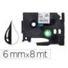 Cinta tze-211 Blanco/Negro Q-connect 6mm longitud 8 mt