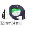 Cinta Letratag Negro/Blanco Q-connect Papel 12mm x 4mt