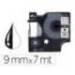 Cinta Q-Connect 1000 color negro-blanco 9 mm x 7mt Dymo