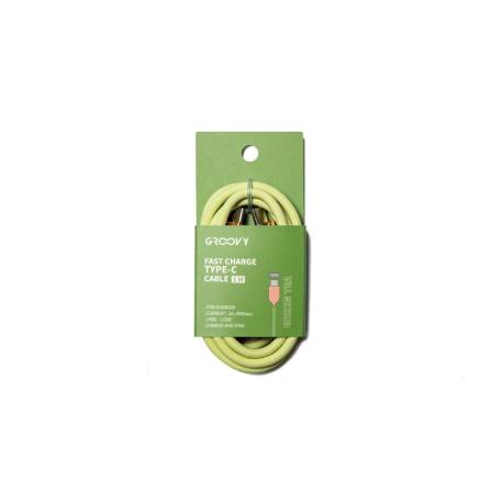 CABLE GROOVY USB 2.0 TIPO C A TIPO C LONGITUD 1 MT SILICONA COLOR VERDE TE