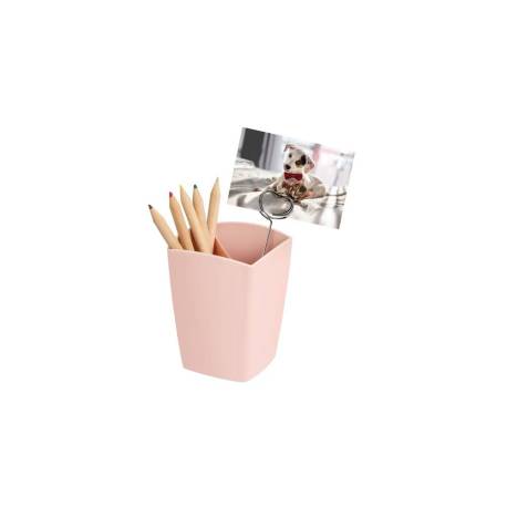 CUBILETE PORTALAPICES CEP MINERAL PLASTICO COLOR ROSA 75X75X95 MM