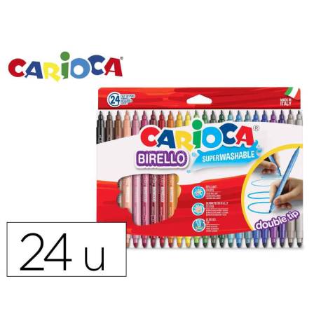 Rotulador Carioca Birello Duo grueso y fino caja 24 rotuladores
