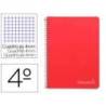 CUADERNO ESPIRAL LIDERPAPEL CUARTO WITTY CUADRICULA COLOR ROJO 80 HOJAS