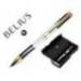 BOLIGRAFO BELIUS DUALITA CUERPO BLANCO COLOR NEGRO TINTA AZUL CAJA DE DISEÑO