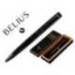 BOLIGRAFO BELIUS ORIGEN 1995 ALUMINIO TEXTURA CEPILLADA COLOR NEGRO TINTA AZUL CAJA DE DISEÑO