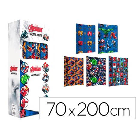 PAPEL DE REGALO BASIKA MARVEL ROLLO DE 70 X 200 CM 60 GR MODELOS SURTIDOS