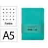 CUADERNO CON GOMILLA ANTARTIK NOTES TAPA DURA A5 HOJAS PUNTOS TURQUESA 100 HOJAS 80 GR FSC
