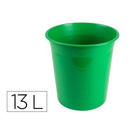 PAPELERA PLASTICO Q-CONNECT VERDE OPACO 13 LITROS