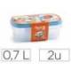 FIAMBRERA PLASTICFORTE TRANSPARENTE TAPA COLOR 0,7 LITROS PACK 2 UNIDADES