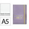 CUADERNO CON GOMILLA ANTARTIK NOTES TAPA BLANDA A5 HOJAS RAYAS MORADO Y AMARILLO 80 HOJAS 80 GR FSC