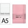 CUADERNO CON GOMILLA ANTARTIK NOTES TAPA BLANDA A5 HOJAS RAYAS ROSA PASTEL 80 HOJAS 80 GR FSC