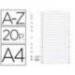 SEPARADOR EXACOMPTA CARTULINA BLANCA A-Z JUEGO DE 20 SEPARADORES DIN A4 11 TALADROS