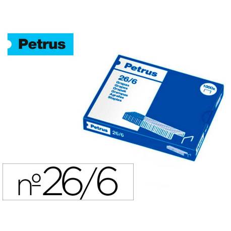 Grapas Petrus nº 26/6 galvanizada. Caja de 1000 grapas.