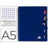 Cuaderno espiral liderpapel a5 micro executive tapa plastico 100h 80 gr cuadro 5mm 5 se paradores con gomilla azul