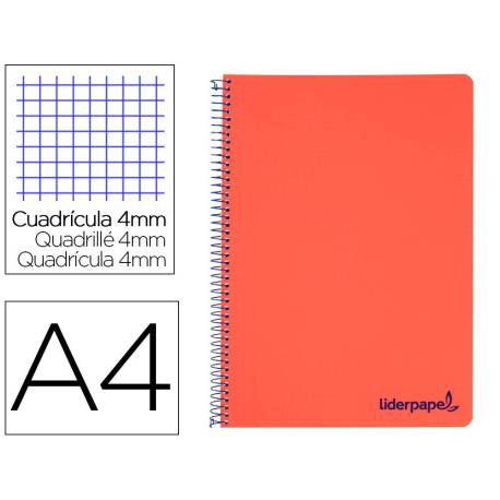Bloc Liderpapel Din A4 wonder cuadrícula 4mm tapa polipropileno 90 gr color rojo.