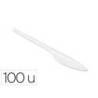 CUCHILLO DE PLASTICO BLANCO REUTILIZABLE PAQUETE DE 100 UNIDADES