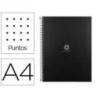 CUADERNO ESPIRAL LIDERPAPEL A4 MICRO ANTARTIK TAPA FORRADA80H 90 GR RAYADO PUNTOS 1 BANDA 4 TALADROS NEGRO