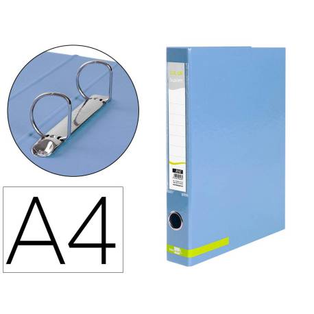 CARPETA DE 2 ANILLAS 25 MM MIXTAS LIDERPAPEL DIN A4 COLOR AZUL CARTON FORRADO