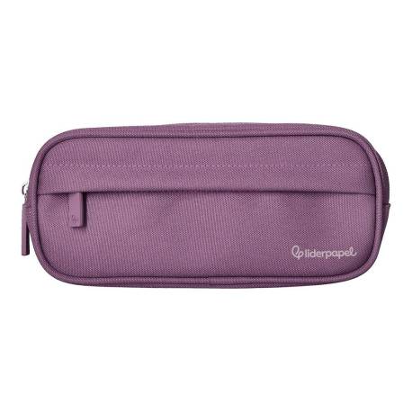 ESTUCHE PORTATODO LIDERPAPEL CLASSIC OVALADO 2 CREMALLERAS CON BOLSILLO DELANTERO 210X90MM MORADO EMPOLVADO