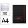 CUADERNO CON GOMILLA ANTARTIK NOTES TAPA DURA A4 HOJAS CUADRICULA NEGRO Y ROJO 100 HOJAS 80 GR FSC