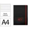 CUADERNO CON GOMILLA ANTARTIK NOTES TAPA DURA A4 HOJAS RAYAS NEGRO Y ROJO 100 HOJAS 80 GR FSC