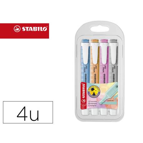 ROTULADOR STABILO FLUORESCENTE SWING COOL PASTEL ESTUCHE DE 4 UNIDADES COLORES SURTIDOS