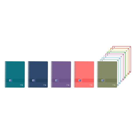 CUADERNO ESPIRAL OXFORD EUROPEANBOOK 8 LIVE&GO TAPA PLASTICO DIN A4+ 160 HOJAS CUADRO 5 MM COLORES SURTIDOS