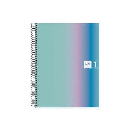 CUADERNO ESPIRAL MIQUELRIUS DIN A4 80 HOJAS 90 GR CUADRO 5 MM TAPA FORRADA AURORA SANTORINI