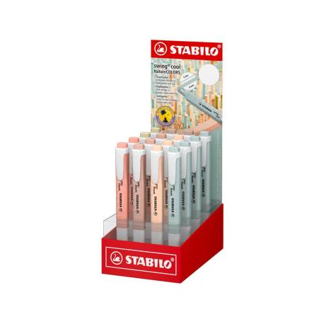 ROTULADOR STABILO FLUORESCENTE FINO SWING COOL NATURE COLORS EXPOSITOR DE 16 UNIDADES COLORES SURTIDOS