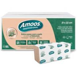 TOALLA SECAMANOS AMOOS PROFESSIONAL NATURALLY SOFT 2 CAPAS PASTA CRUDA 21X220 CM PAQUETE DE 200 UNIDADES