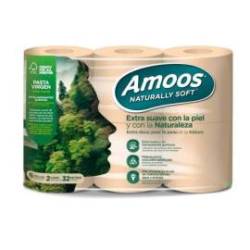 PAPEL HIGIENICO AMOOS NATURALLY SOFT 2 CAPAS PASTA CRUDA PAQUETE DE 6 ROLLOS 32 M