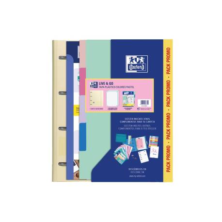 CARPETA CON RECAMBIO OXFORD EBINDER L&G PASTEL DIN A4+ 4 ANILLAS 35 MM RECAMBIO 80 H CUADRO 5 MM + JUEGO 5