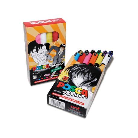 ROTULADOR UNI POSCA PC-1MR MARCADOR DE PINTURA PUNTA EXTRAFINA 0,7 MM CAJA MANIA DE 12 UNIDADES COLORES