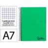 CUADERNO ESPIRAL LIDERPAPEL A7 MICRO WONDER TAPA PLASTICO 100H 90GR CUADRO 5MM 4 BANDAS COLOR VERDE OSCURO