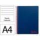CUADERNO ESPIRAL LIDERPAPEL A4 WONDER TAPA PLASTICO 80H 90GR RAYADO HORIZONTAL CON MARGEN COLOR AZUL MARINO