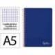 CUADERNO ESPIRAL LIDERPAPEL DIN A5 WITTY TAPA DURA 80H 90GR CUADRO 4MM CON MARGEN COLOR AZUL MARINO