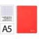 CUADERNO ESPIRAL LIDERPAPEL DIN A5 WITTY TAPA DURA 80H 90GR CUADRO 4MM CON MARGEN COLOR ROJO