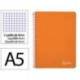 CUADERNO ESPIRAL LIDERPAPEL DIN A5 WITTY TAPA DURA 80H 90GR CUADRO 4MM CON MARGEN COLOR NARANJA