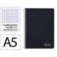 CUADERNO ESPIRAL LIDERPAPEL DIN A5 WITTY TAPA DURA 80H 90GR CUADRO 4MM CON MARGEN COLOR NEGRO