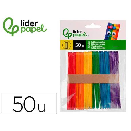 PALITOS DE MADERA COLOR NATURAL 11,4 X 1 CM BOLSA CON 50 UNIDADES