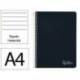 CUADERNO ESPIRAL LIDERPAPEL DIN A4 WITTY TAPA DURA 80H 90GR RAYADO HORIZONTAL CON MARGEN COLOR NEGRO