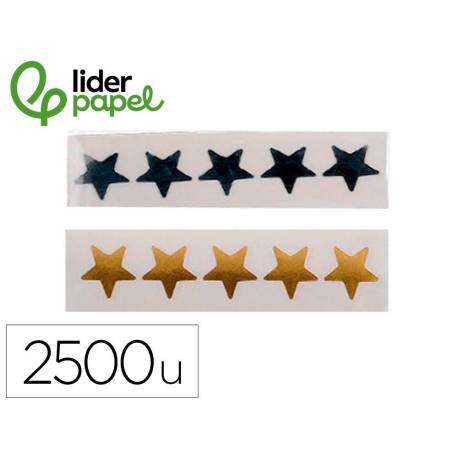 GOMETS LIDERPAPEL AUTOADHESIVO S ESTRELLAS DORADAS SURTIDAS 2500 UNIDADES EN CAJA DE CARTON