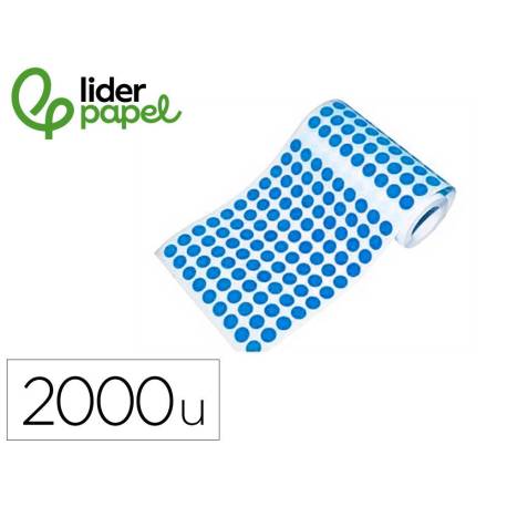 GOMETS LIDERPAPEL AUTOADHESIVO S CIRCULOS 20 MM AZUL ROLLO DE 2000 UNIDADES EN CAJA DE CARTON