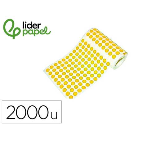 GOMETS LIDERPAPEL AUTOADHESIVO S CIRCULOS 20 MM AMARILLO ROLLO DE 2000 UNIDADES EN CAJA DE CARTON