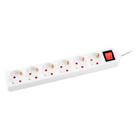 REGLETA Q-CONNECT 6 TOMAS DE CORRIENTE CON INTERRUPTOR LONGITUD CABLE 1,5 MT COLOR BLANCO