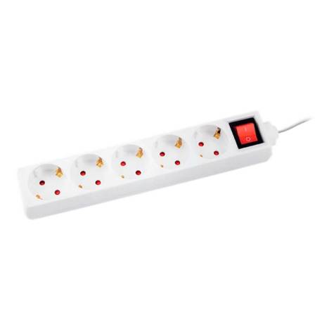 REGLETA Q-CONNECT 5 TOMAS DE CORRIENTE CON INTERRUPTOR LONGITUD CABLE 1,5 MT COLOR BLANCO