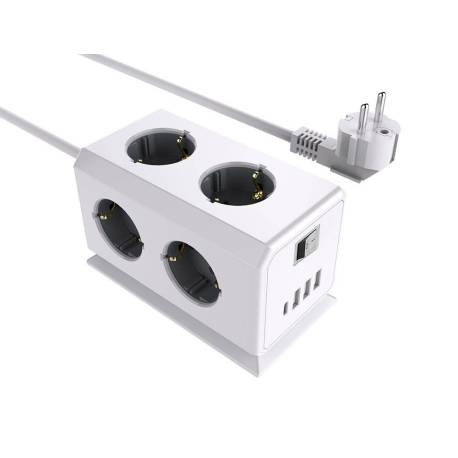 REGLETA Q-CONNECT ENCHUFE MULTIPLE 10 EN 1 CABLE 1,4 MT 6 TOMAS DE CORRIENTE+3 USB+1 USB TIPO C 140X76X87MM