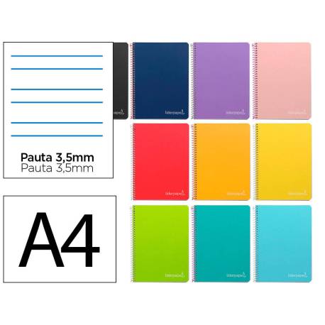CUADERNO ESPIRAL LIDERPAPEL DIN A4 WITTY TAPA DURA 80H 90GR RAYADO MONTESSORI 3,5MM COLORES SURTIDOS