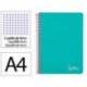CUADERNO ESPIRAL LIDERPAPEL DIN A4 WITTY TAPA DURA 80H 90GR CUADRO 4MM CON MARGEN COLOR TURQUESA