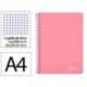 CUADERNO ESPIRAL LIDERPAPEL DIN A4 WITTY TAPA DURA 80H 90GR CUADRO 4MM CON MARGEN COLOR ROSA